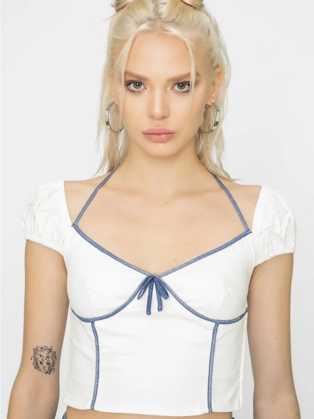 I.AM.GIA Blue White Lyra Crop Top